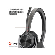 Poly Voyager 4320 UC Stereo Bluetooth Wireless Headset with Noise-Canceling Dual Microphones, USB-A Adapter, Charging Stand, Lightweight Adjustable Headband