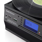 Caymuller Record Player Bluetooth Turntable with CD Player, Cassette, AM/FM Radio, Aux In, Stereo Speakers, Vinyl to MP3 Recording, Silver M504-FX