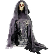 Haunted Hill Farm HHRPRTOMB-2FLSA 3-Ft Rising Reaper with Tombstone