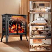 Electactic Electric Fireplace Heater, 25 in, 3D Realistic Flame Effect, Overheat Protection, Remote Control, 500W/1500W, Black
