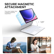 Dexnor Tablet Keyboard Case for Samsung Galaxy Tab 12.4 in with Floating Cantilever Magnetic Stand, Multi-Touch Trackpad, Backlit Keys, Dual S Pen Holders, White, 2654341