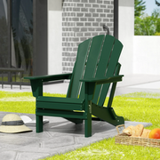 Westintrends WWT00023 Outdoor Folding HDPE Adirondack Chair, Patio Seat, Weather Resistant, Dark Green