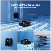 IGarden Robotic Pool Cleaner K36, Cordless Automatic Pool Vacuum Robot with Turbo Suction, Smart 3D Navigation, Touchscreen Control, Self-Parking, 220 Min Runtime, Black