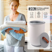 Lesom Electric Towel Warmer Bucket, 20L Capacity, Gray Wooden Lid, Fast 450W Heating, Fits 2 Large 40x70 Towels, TW-ST1912