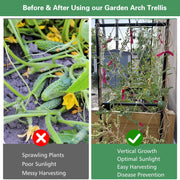 ROMUCHE Garden Arch Metal Trellis Adjustable Outdoor Wedding Arbor Black Cast Iron 7.87ft