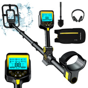 ANEKEN GT1000 Waterproof Retractable Foldable Metal Detector, 2000mAh Rechargeable Battery, 10-Inch IP68 Waterproof Coil, LCD Display, Five Detection Modes