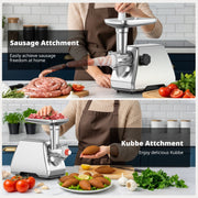 AIRMSEN R-080 Electric 3 in 1 Meat Grinder, 2500W Motor, Stainless Steel, Sausage and Kubbe Maker Kit
