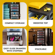 Li Zhe Fine Goods Store 2 Pack 3 Drawer Desktop Organizer, Black Plastic Stackable Storage Box for Office Supplies, Stationery, Makeup, Crafts