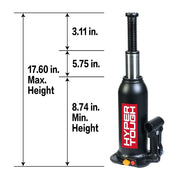 Hyper Tough T91213HW 12 Ton Bottle Jack w/Adjustable Screw Top, Stainless Steel, Black