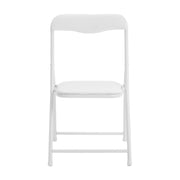 Flash Furniture Mindy Kids 3-Piece Folding Table and Chair Set, White, Vinyl Padded Top, Metal Frame, Foldable Design
