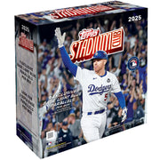 Topps 2025 Stadium Club MLB Baseball Trading Card Mega Box, 18 Packs, 8 Cards Per Pack, Includes 9 Light Blue Parallels, Autographs, Inserts, Glossy Finish