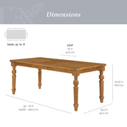 My Texas House MT65250047100A3 Perry Extendable Dining Table, Warm Brown Finish, 16