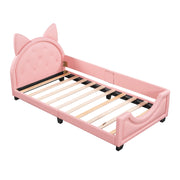 Euroco Bunny Shaped Twin Size Upholstered Daybed with Bunny Ears Headboard, Pink