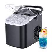 Simzlife Countertop Ice Maker, Fast 8 Bullet-Shaped Cubes in 6 Minutes, 26 lb Daily Capacity, Self-Cleaning, Two Ice Sizes, Black