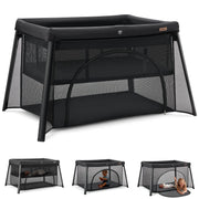 HARPPA Portable Travel Crib and Playard with Thickened Mattress, Breathable Mesh Sides, Lightweight 11lb, Black