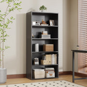 Edx 5 Tier Bookcase Storage, Large Tall Floor Standing Bookshelf, Adjustable Shelves, Black, 53 Inch