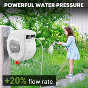 Gewna KF100276-01WM 1/2 in x 100 ft Retractable Wall Mounted Garden Hose Reel with 10 Pattern Nozzle