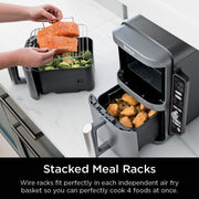 Ninja SL400 Double Stack 2-Basket Air Fryer With 4 Layer, Black