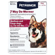 PetArmor 7 Way Dog Dewormer, Broad Spectrum Chewable Tablets for Medium and Large Dogs 25-200 lbs, 6 Count, 05164