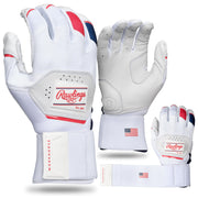 Rawlings Workhorse Compression Strap Batting Gloves, Full-Grain Leather, Red/White/Blue, Medium