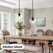 JOPESO Pendant Light Fixture Clear Globe Industrial Modern Hanging Lamp Adjustable Height L24027
