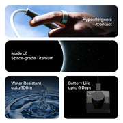 ULTRAHUMAN UHRA-RT-08 Ring AIR Smart Ring - Size 8 - Raw Titanium - Track Sleep, Movement & Recovery Score