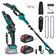 Saker 6-Inch Cordless Pole Saw with Detachable Mini Chainsaw, 2x 22V 4000mAh Batteries, Extendable Pole to 7.55 ft, Blue
