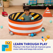 Battat Hop In Ball Pit Build City, Collapsible Foam Frame with 68 Crush-Resistant Balls, Machine-Washable Cover, Multicolor, Toddler Toy