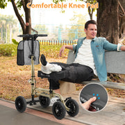 Cosywill Knee Scooter with Dual Braking System, Foldable Iron Frame, 8-Inch Swivel Wheels, Champagne Gold, HCT-9155