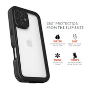 Body Glove 100137201 Tidal Waterproof Phone Case for iPhone 16 - Black/Clear