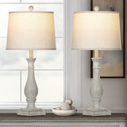 Cinkeda Table Lamps Set of 2, 3-Way Dimmable Touch Control, Beige Linen Shade, Resin Farmhouse Rattan Base with USB A+C Ports and AC Outlet