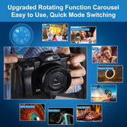 Actitop 48MP Autofocus 5K Digital Camera WiFi Vlogging Camera, Black with UV Filter and 2 Batteries