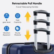 edx 24 Inch Hardside Expandable Luggage with 360 Spinner Wheels, TSA Lock, Adjustable Telescopic Handle, Blue