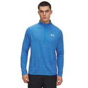 Under Armour Men's Tech 2.0 Half-Zip Training Top, Quick-Drying Moisture-Wicking, Blue Atlantis, Small, 1382797