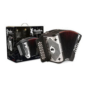 Hohner Panther 3-Row GCF Diatonic Accordion, Matte Black, 31 Treble Buttons, 12 Bass/Chord Buttons, Basswood