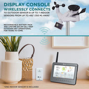 Logia 7-in-1 Wireless Weather Station with Solar-Powered Sensor, Wi-Fi, 7-Inch LCD HD Display, LOWSL710FWB7