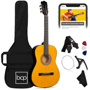 Best Choice Products Acoustic Guitar Kit, 38in Beginner Nylon String Guitar with Gig Bag, Strap with Pick Holder, Extra Strings, Capo, Matte Black, SKY10882