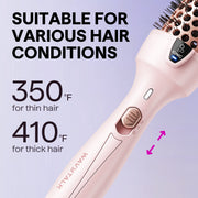 Wavytalk 1.5 Inch Thermal Hair Brush, Negative Ion Technology, Ceramic Barrel, Dual Heat Settings, Pink