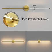 Ralbay 40 Inch Gold Wall Sconces Set of Two, 360 Rotatable Vanity Light, 3000K LED, Metal Construction, 9825