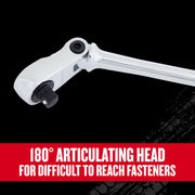 Craftsman V-Series 3/8 in Drive Comfort Grip Long Flex Head Ratchet, 96-Tooth, CMMT86326V