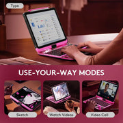 GUSGU Transparent Case with Wireless Keyboard for iPad Air 13-in.(M3/M2, 2025/2024), 7 Colors Backlight, Trackpad