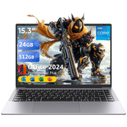 EYY 15.3-Inch Laptop Computer, Intel Core i5 Processor up to 3.6GHz, 24GB RAM, 512GB SSD, Full HD IPS Display, Windows 11 Pro, Gray