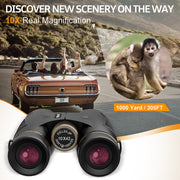 BNISE HD 10x42 Binoculars with SMC Optical System, 10x Magnification, 42mm Lens, BAK-4 Roof Prisms, Vintage Metallic Focus Wheel, Black, Y145930
