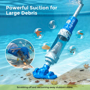 Syvio 2-in-1 Cordless Handheld Pool Vacuum with Telescopic Pole, 60 Min Runtime, Blue