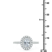 Brilliance Fine Jewelry 1 CTW Lab Grown Diamond Women's Oval Double Halo Bridal Ring, Sterling Silver