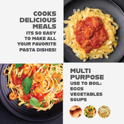 Gotham Steel 5 Quart Ceramic Nonstick Pasta Pot with Built-In Strainer Lid, Twist and Lock Handles, Oven and Dishwasher Safe, Black, 2499