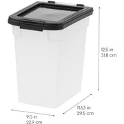 IRIS USA Airtight Pet Food Storage Container, 10 lbs Capacity, 2 Pack, Clear Body with Black Lid, BPA Free, 500305