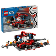 LEGO 6526269 City F1 Pit Stop & Pit Crew with Ferrari Car Toy - Model Race Car Toy Building
