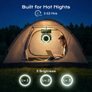 Fimilo Portable Camping Fan with Light, 20000mAh Rechargeable Battery, 100 Speeds, Remote Control, Timer, 180 Oscillation, Hook for Outdoor Tent and Travel, T11