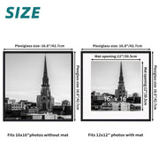 Giftgarden 16x16 Black Picture Frame, Display 12x12 w/Mat or 16x16 Without Mat Pictures